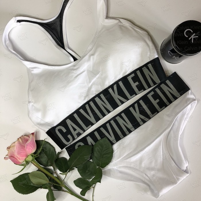 Комплект Calvin Klein Intense Power белый с черной резинкой - фото №3