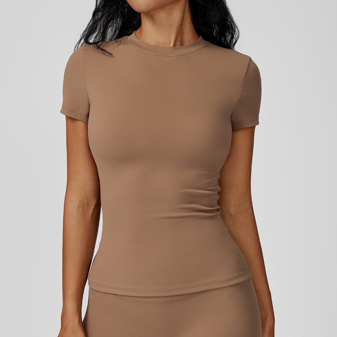 Спортивна подовжена футболка Slim brown фото 2