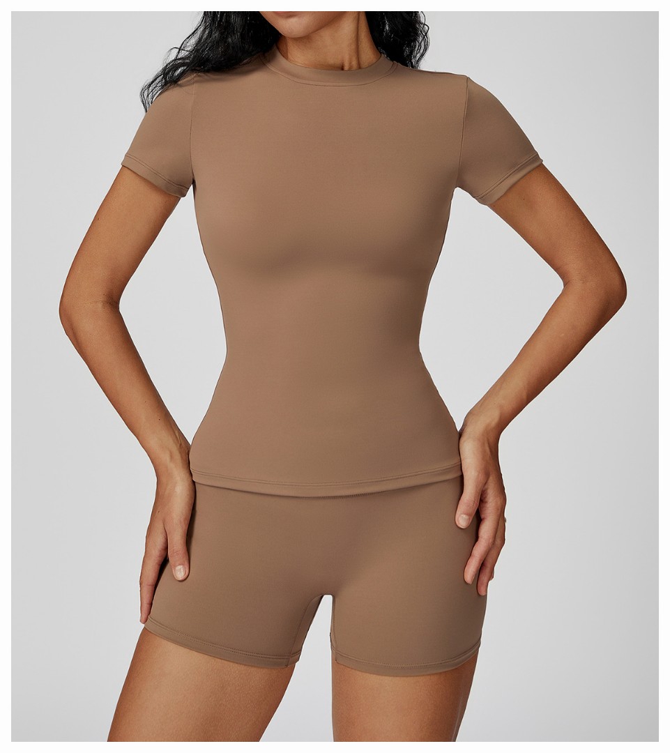 Спортивна подовжена футболка Slim brown фото 1