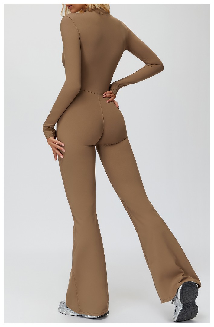 Спортивний утеплений жіночий комбінезон на флісі кльош Amen nude фото 2