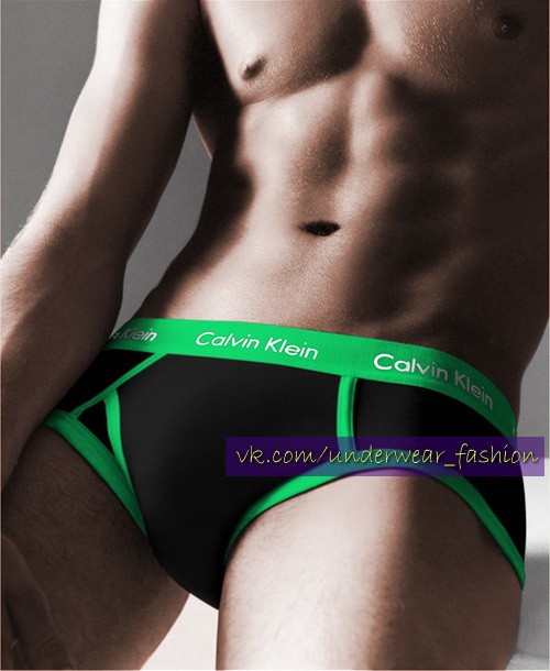 Мужские трусы брифы Calvin Klein 365 Black Green - фото №2