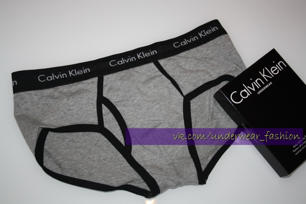 Мужские трусы брифы Calvin Klein 365 Grey Black Brief - фото №2