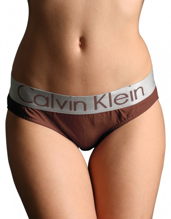 Женские стринги коричневые Calvin Klein Steel Brown - фото №4