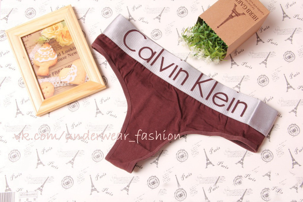 Женские стринги коричневые Calvin Klein Steel Brown - фото №3